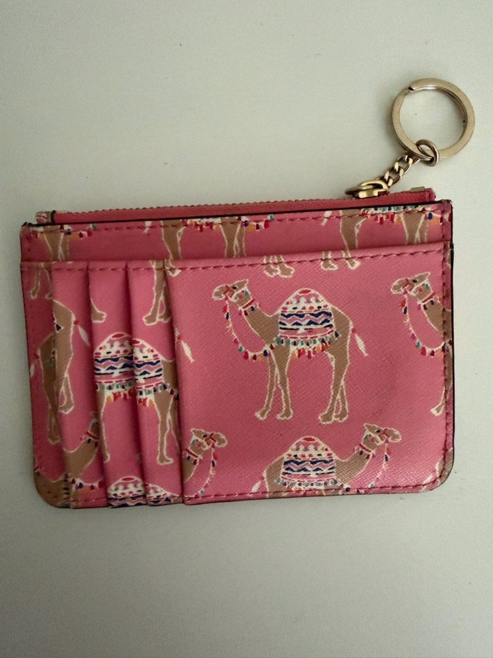 kate spade Pink Camel Print Card Case with Keyring